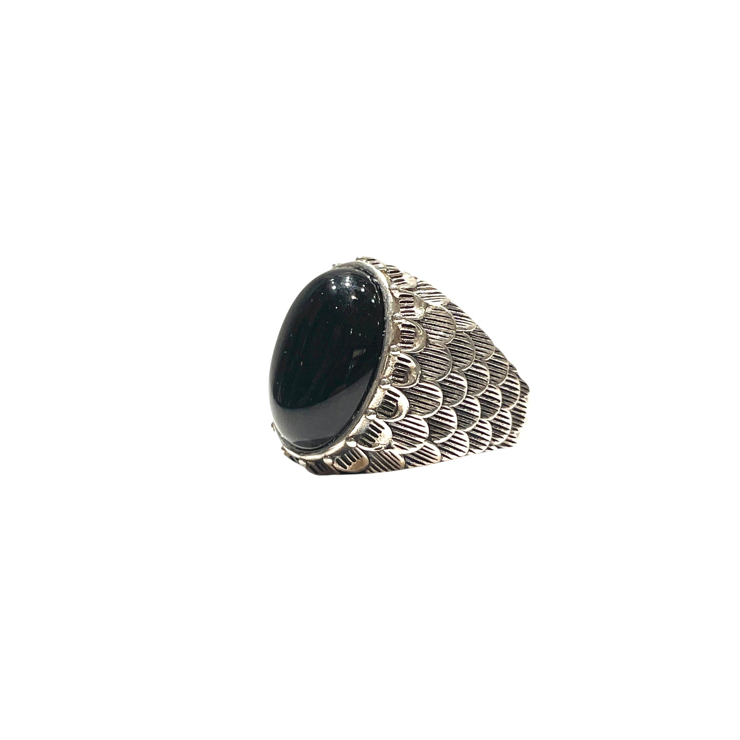 Snake scale ring stone “ black onyx “