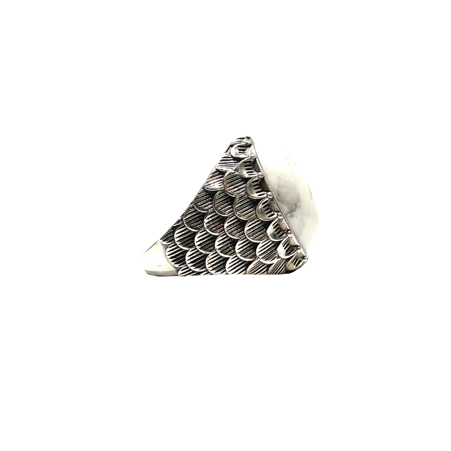 Snake scale ring stone “ howlite white”