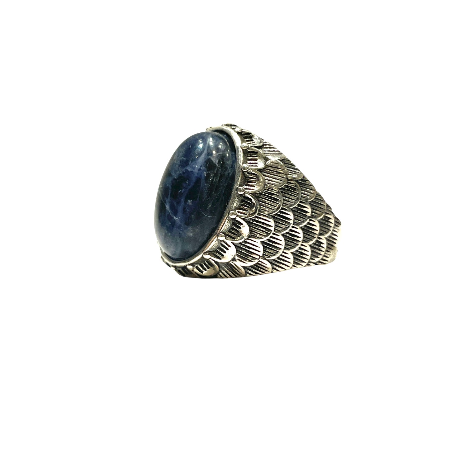 Snake scale ring stone “ Sodalite blue”