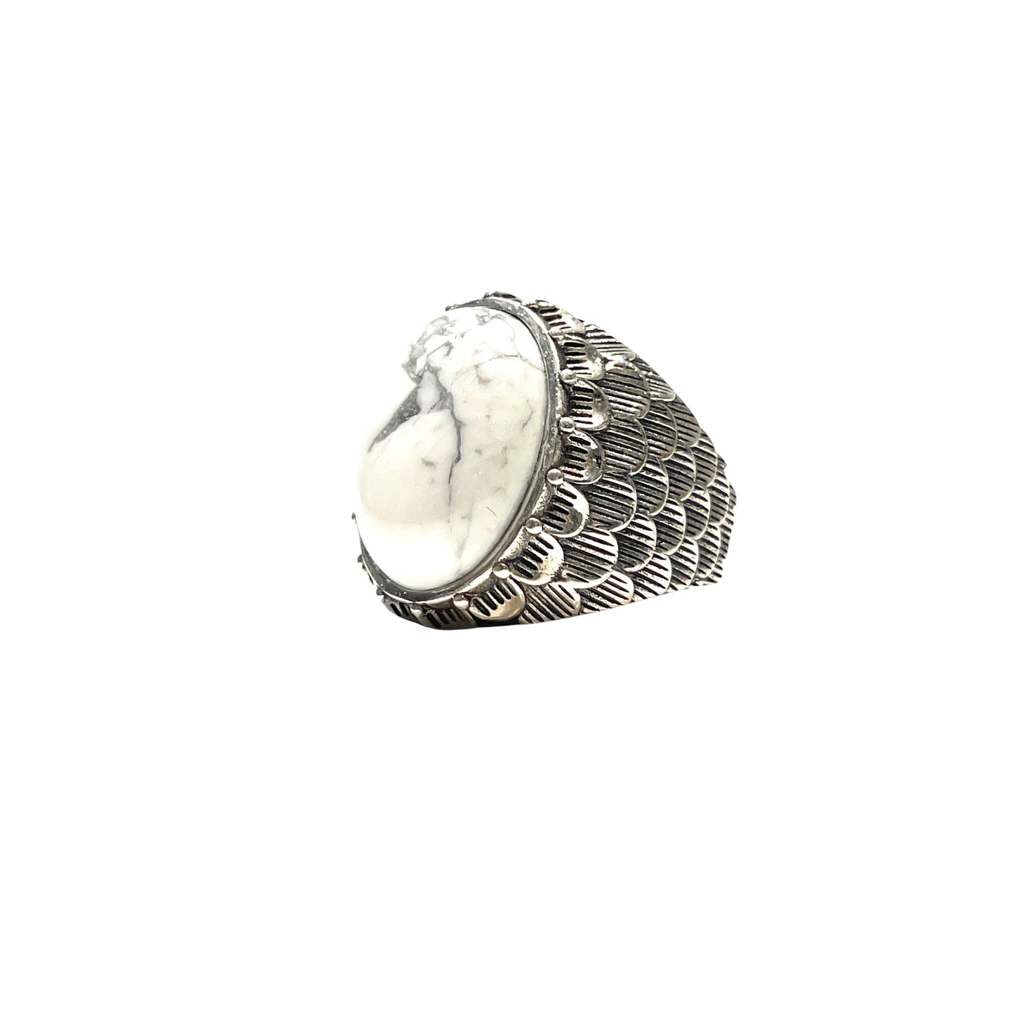 Snake scale ring stone “ howlite white”