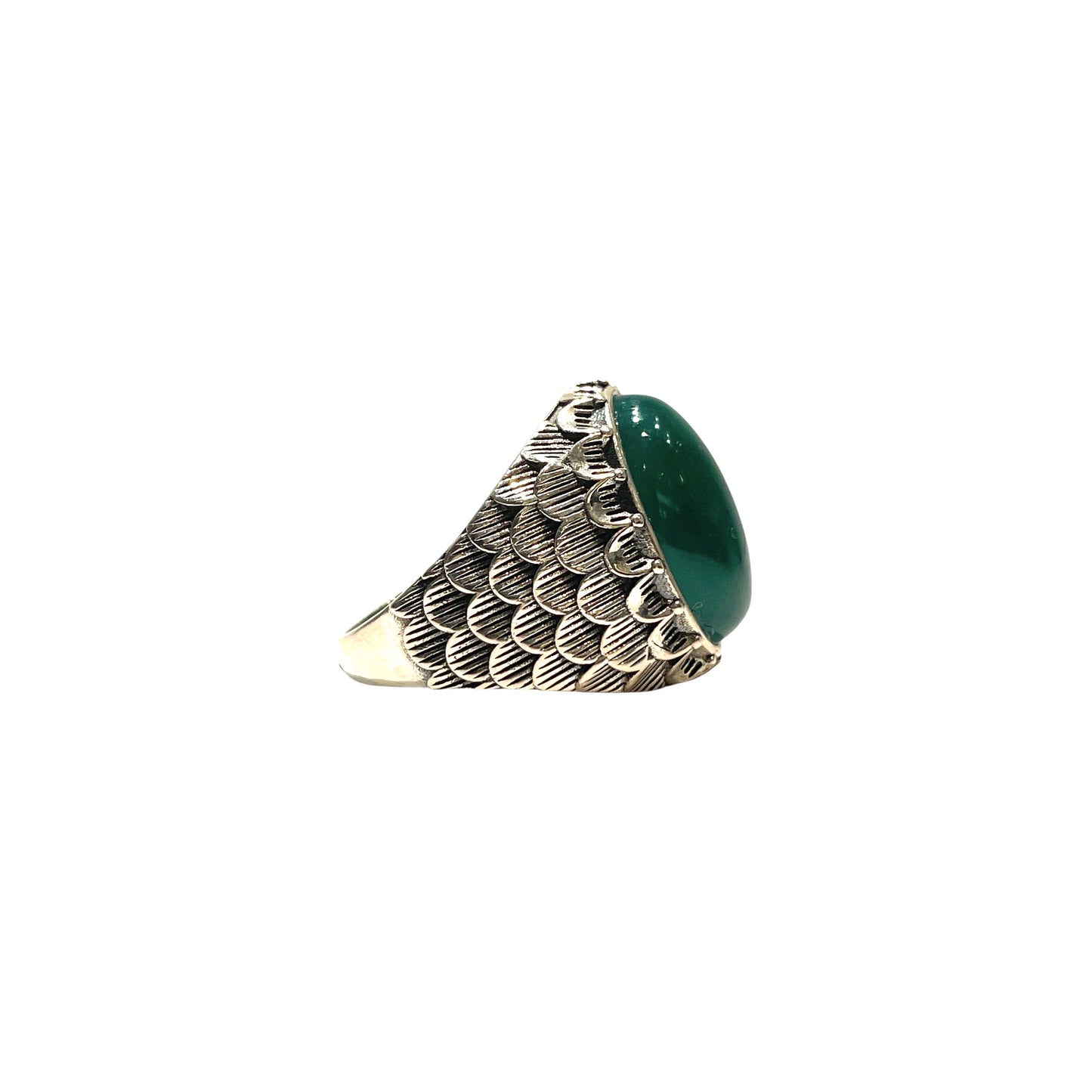 Snake scale ring stone “ green onyx “