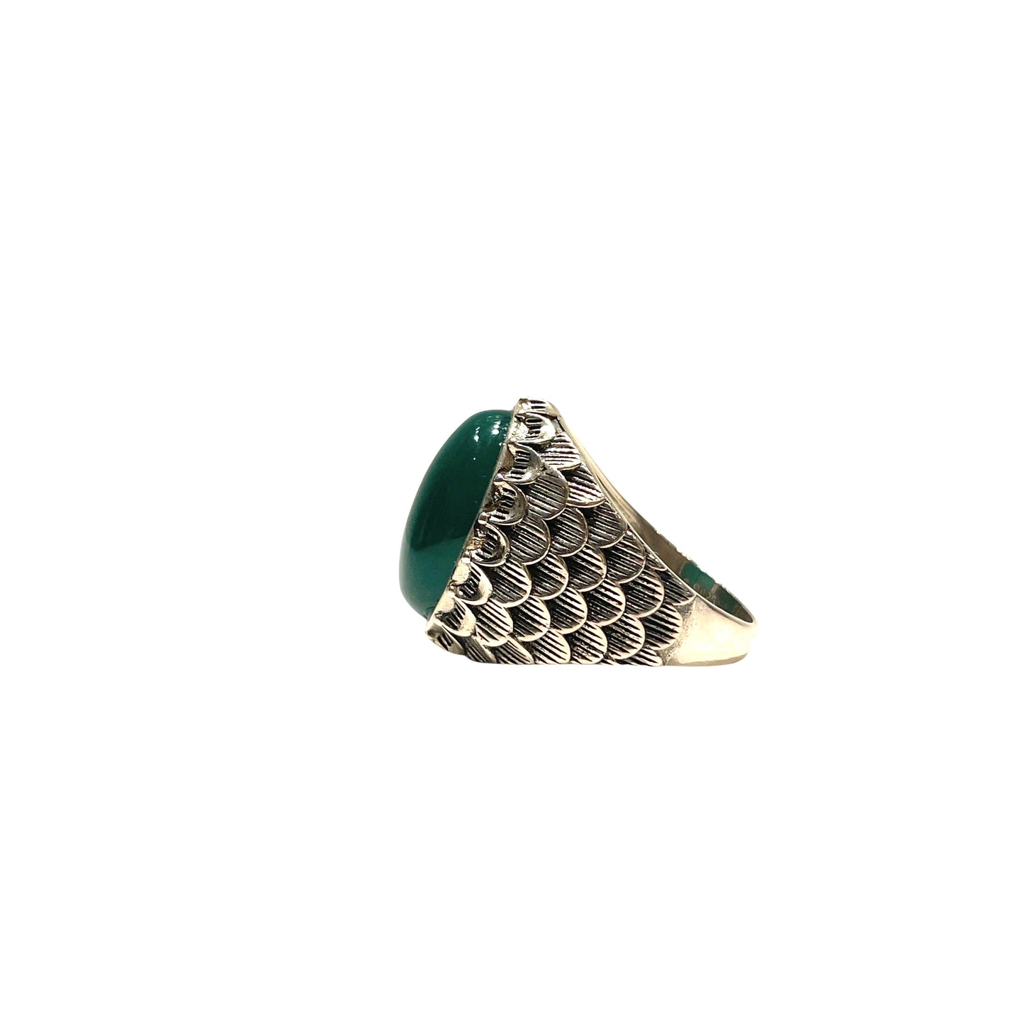 Snake scale ring stone “ green onyx “