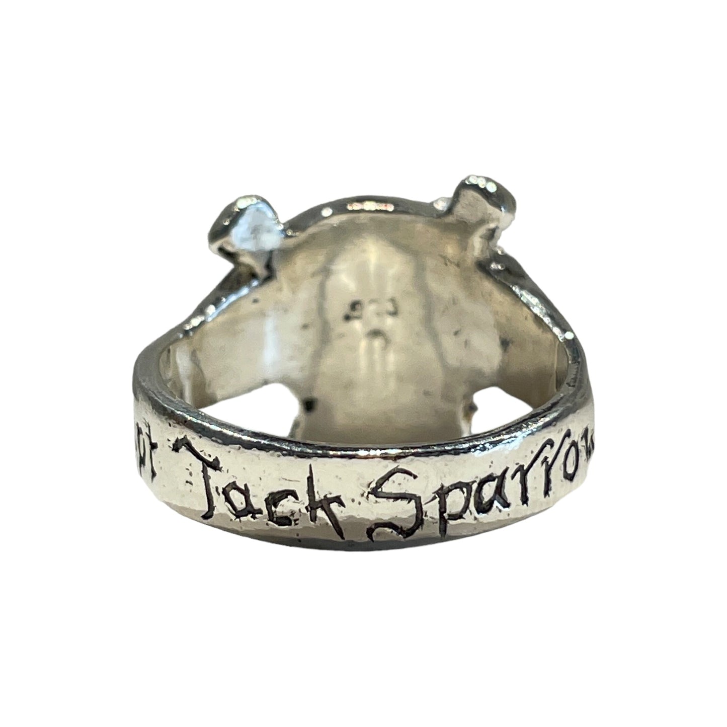 Ring Skull Captain Jack Sparrow with engraved "Capt Jack Sparrow" and Gold plated pendant