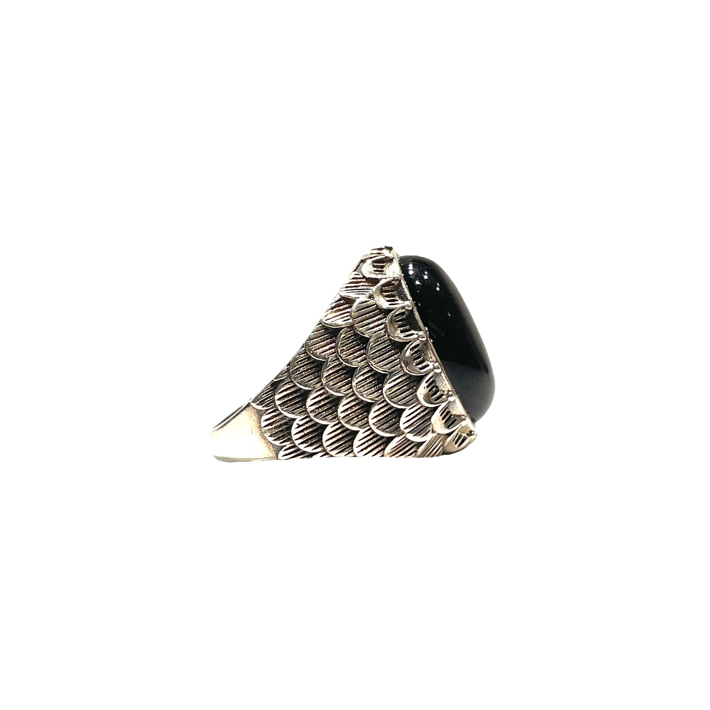 Snake scale ring stone “ black onyx “