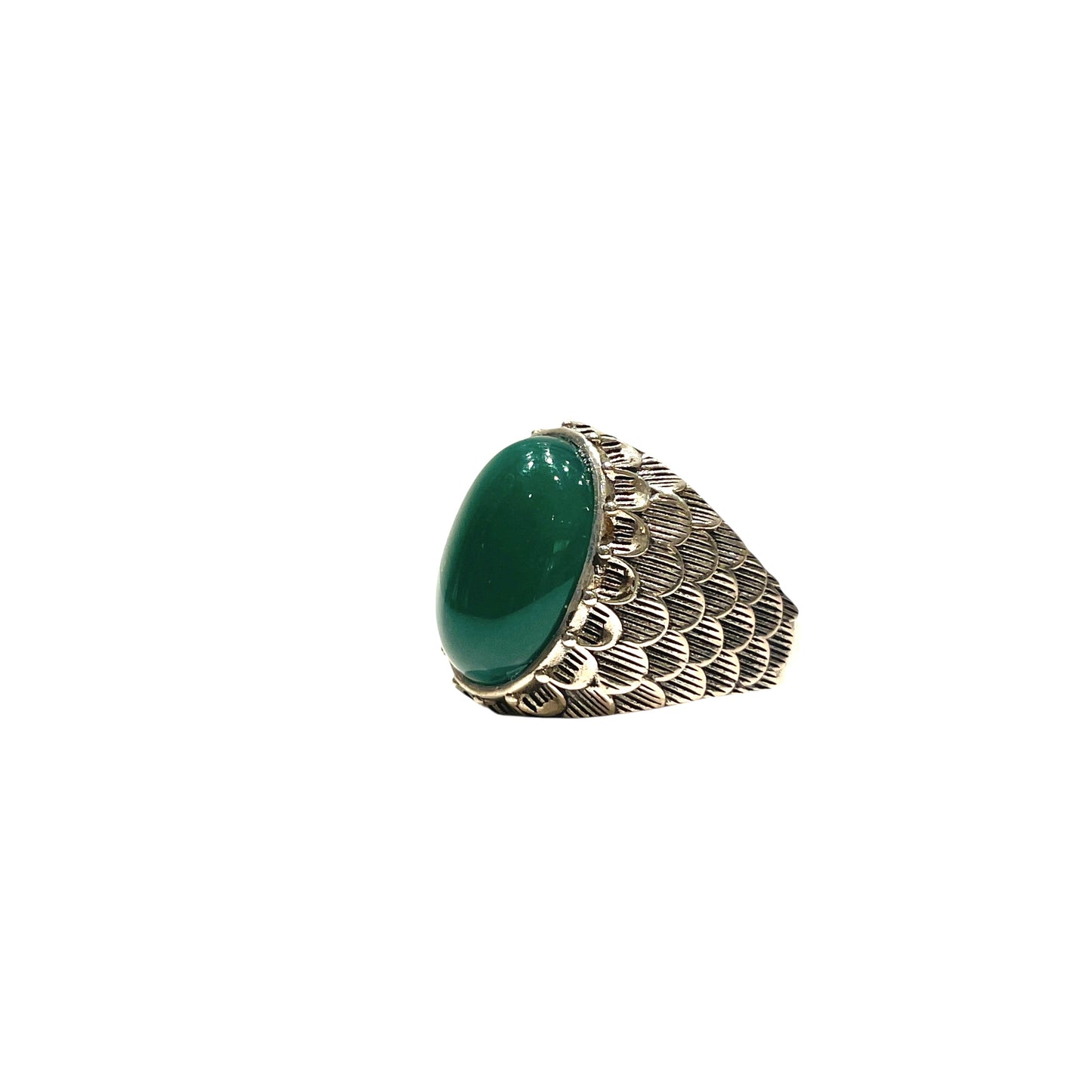 Snake scale ring stone “ green onyx “