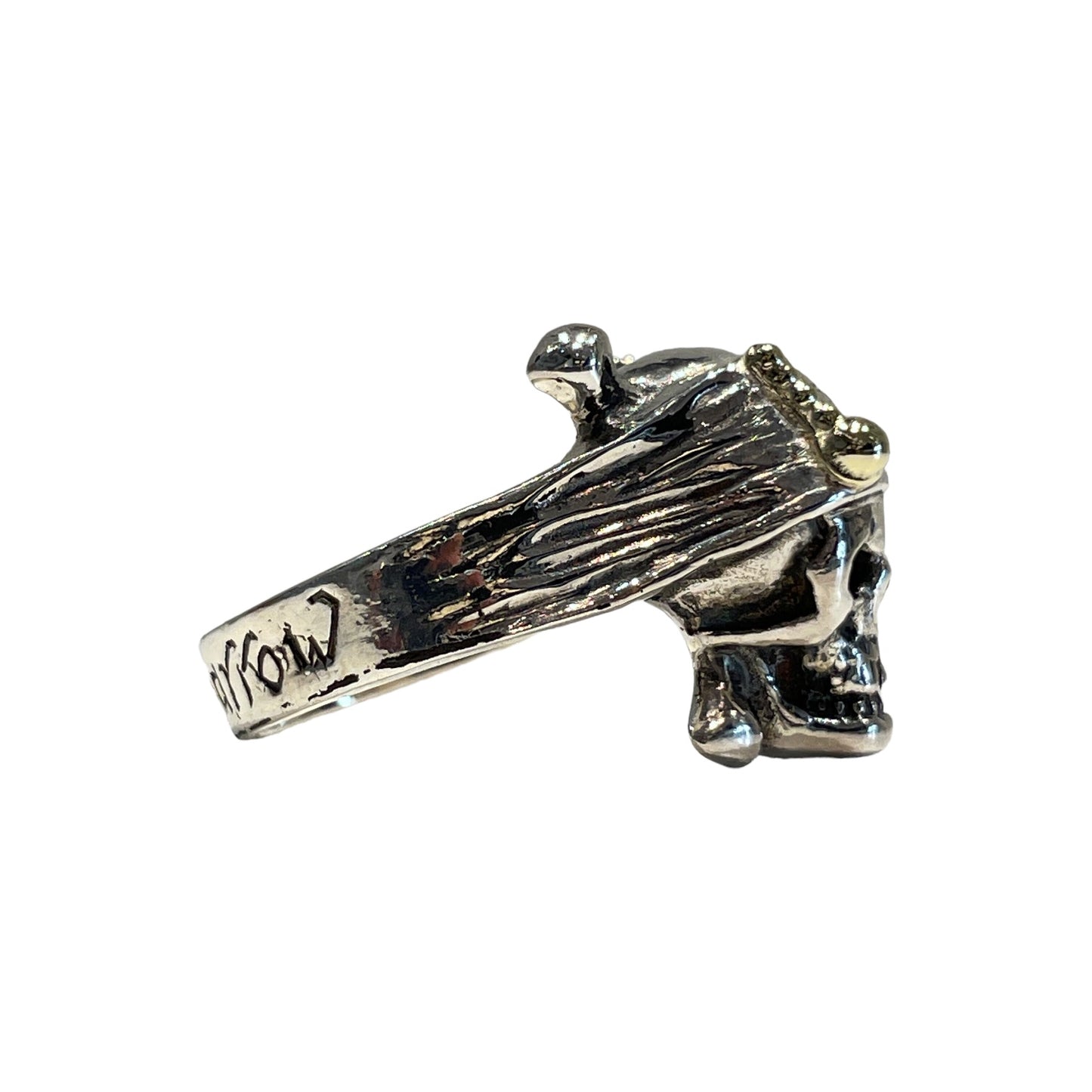 Ring Skull Captain Jack Sparrow with engraved "Capt Jack Sparrow" and Gold plated pendant