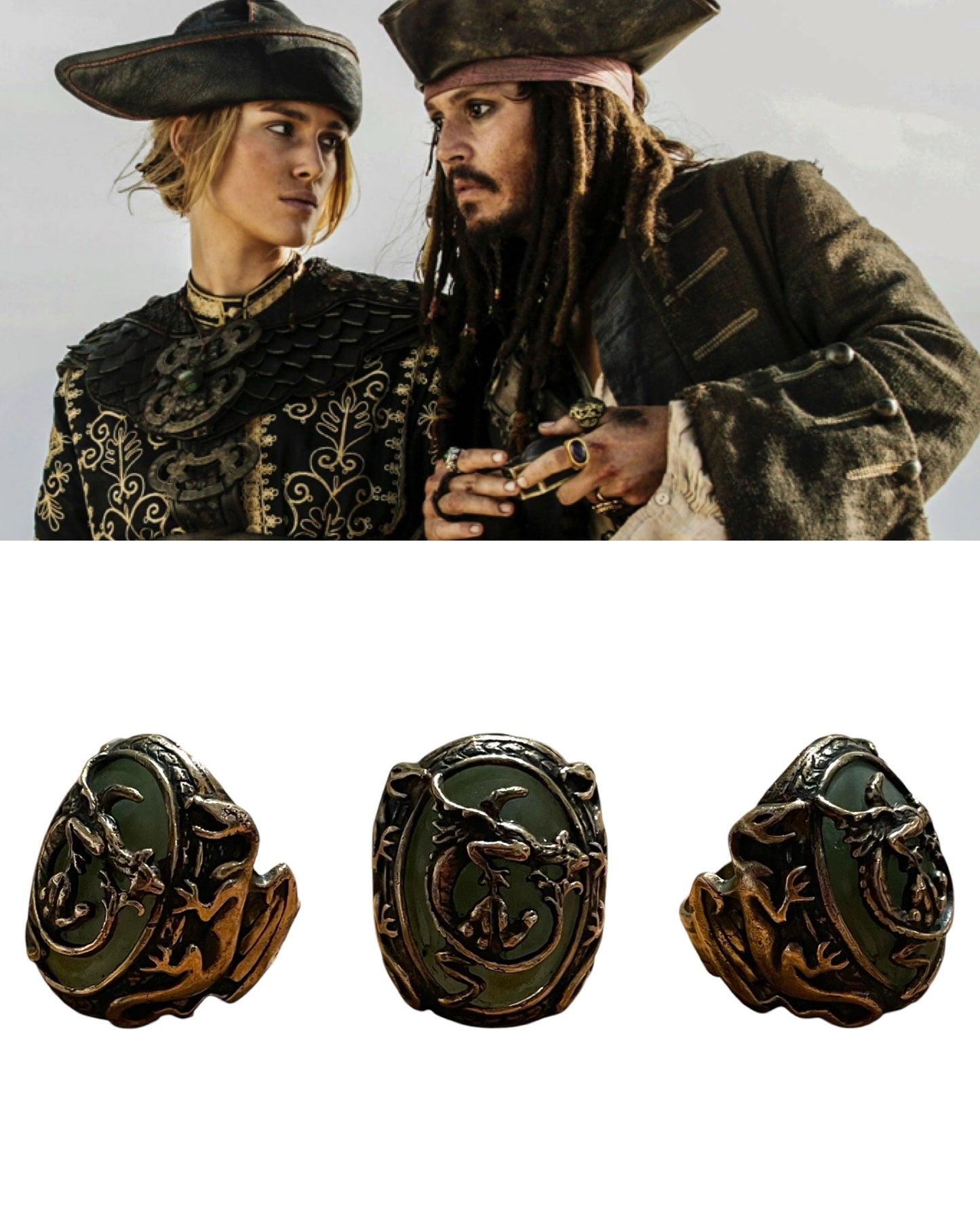 Dragon Ring Brass Captain Jack Sparrow - The Pirates of The Caribbean Series