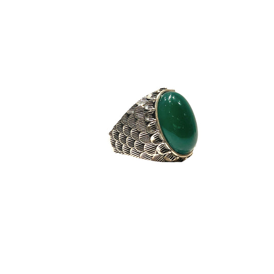 Snake scale ring stone “ green onyx “