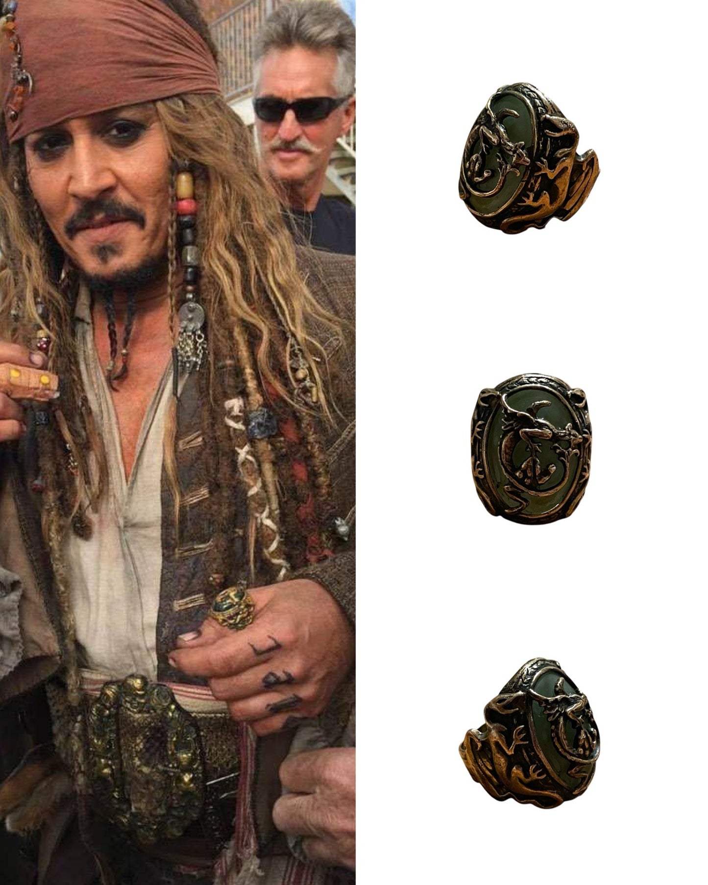Dragon Ring Brass Captain Jack Sparrow - The Pirates of The Caribbean Series