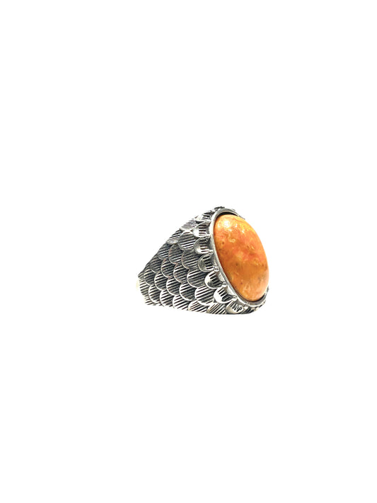 Snake scale ring stone “ Orange Jasper “