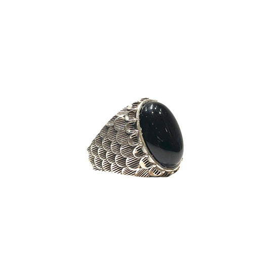 Snake scale ring stone “ black onyx “