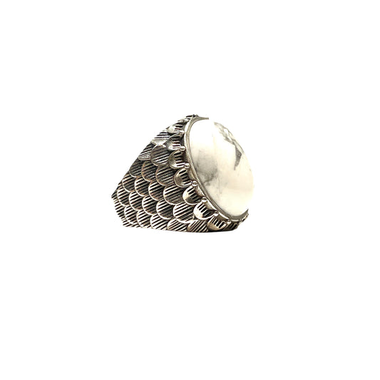 Snake scale ring stone “ howlite white”