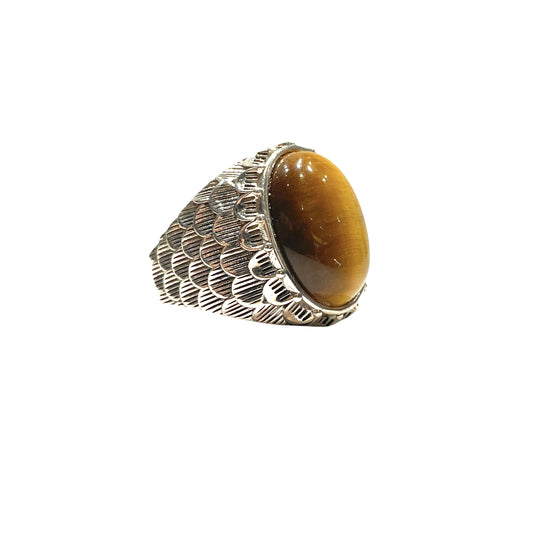 Snake scale ring stone “ Tiger Eyes ”