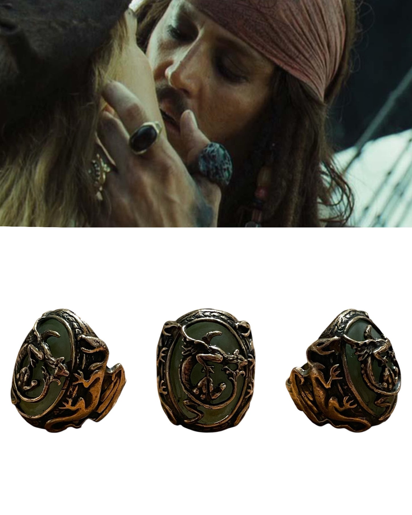 Dragon Ring Brass Captain Jack Sparrow - The Pirates of The Caribbean Series