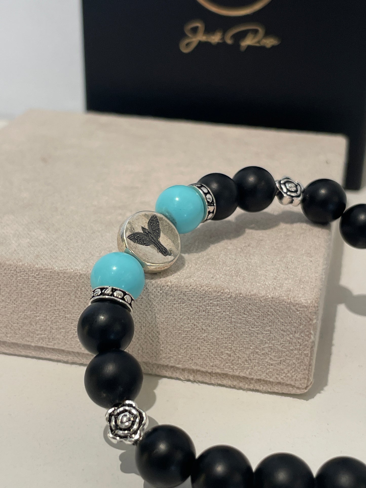 Bracelet Johnny Depp’s crow hand tattoo turquoise “Black Turquoise”
