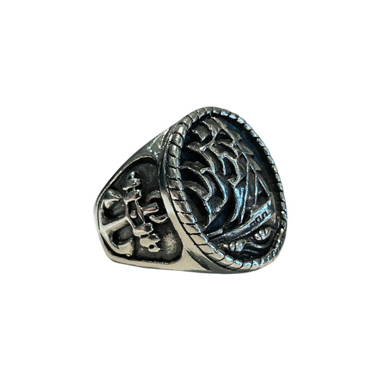 Ring Black Pearl Anchor